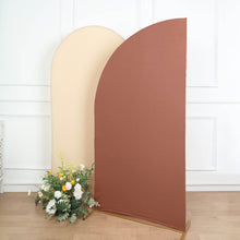 Matte Terracotta (Rust) Fitted Spandex Half Moon Wedding Arch Cover