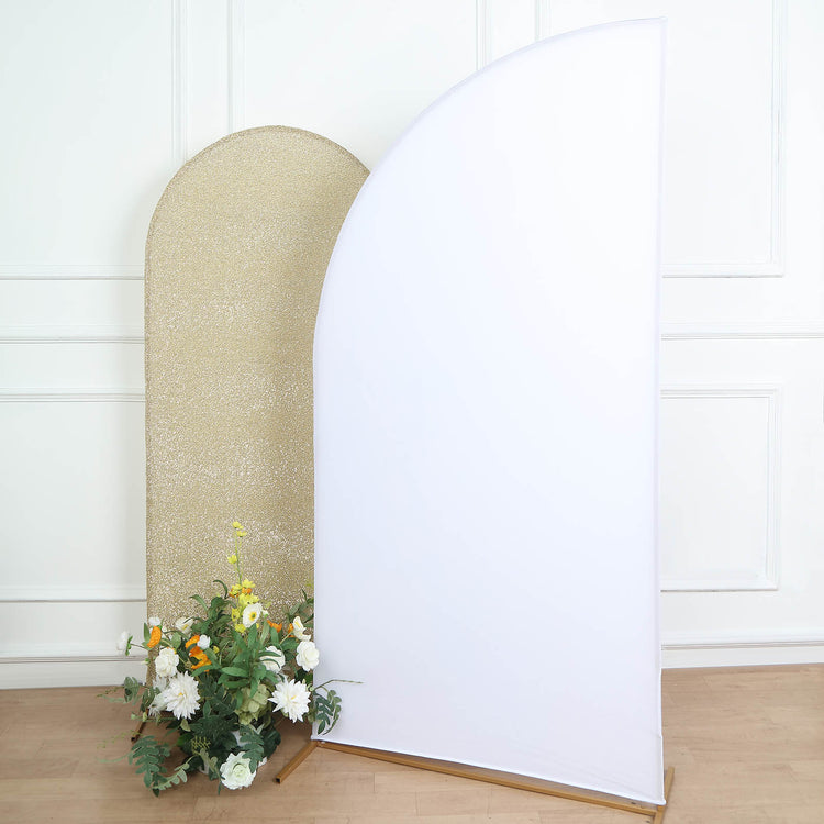 7ft Matte White Fitted Spandex Half Moon Wedding Arch Cover