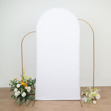 7ft Matte White Spandex Fitted Wedding Arch Cover For Round Top Chiara Backdrop Stand