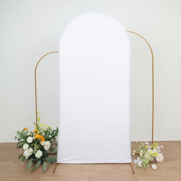 Matte White Spandex Fitted Wedding Arch Cover For Round Top Chiara Backdrop Stand 7ft