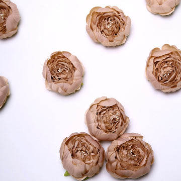 10 Pack | 3" Mauve Artificial Silk DIY Craft Peony Flower Heads