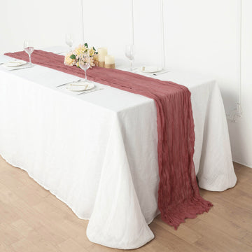 10ft Mauve / Cinnamon Rose Gauze Cheesecloth Boho Table Runner
