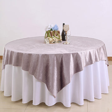 Mauve Premium Soft Velvet Table Overlay, Square Tablecloth Topper 72"x72"