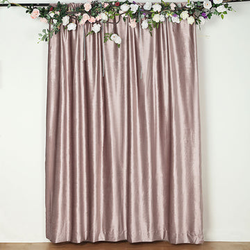 8ft Mauve Premium Velvet Backdrop Curtain Panel, Privacy Drape with Rod Pocket