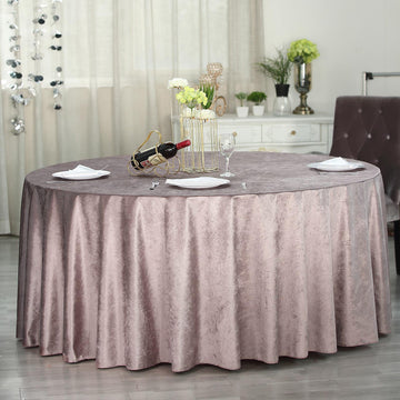 Mauve Seamless Premium Velvet Round Tablecloth, Reusable Linen 120"