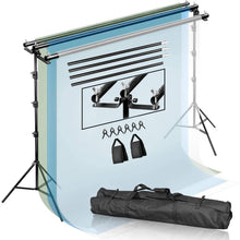 Metal Triple Crossbar Adjustable Pipe and Drape Kit, Photography Backdrop Stand 8ftX10ft