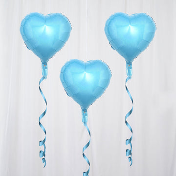2 Pack Metallic Blue Heart Mylar Foil Helium or Air Balloons 15" 4D