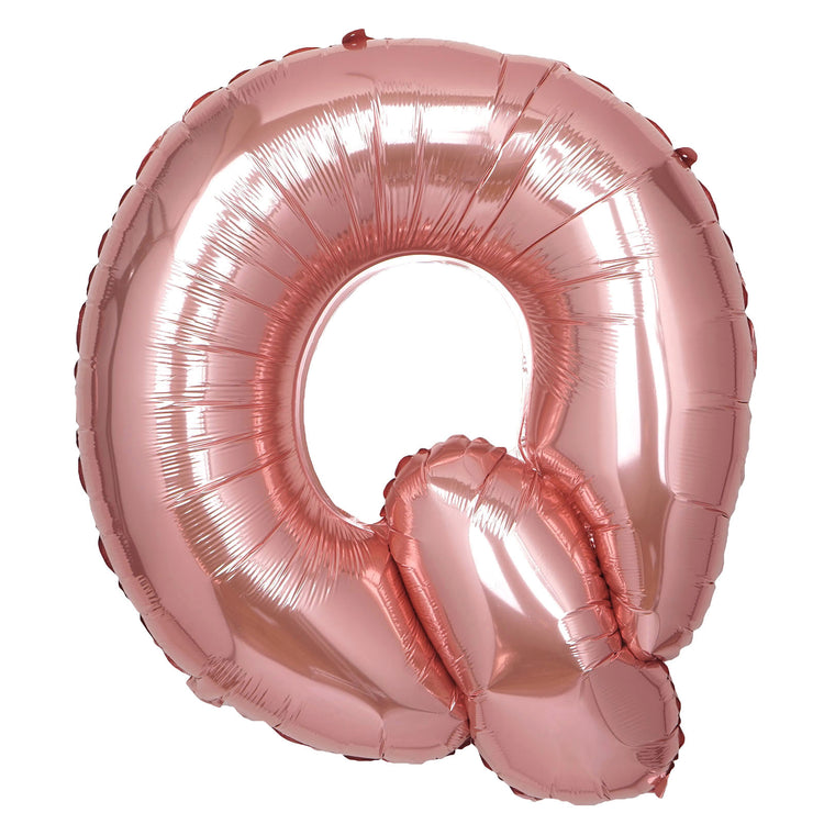 40inch Metallic Blush Mylar Foil Helium/Air Alphabet Letter Balloon - Q#whtbkgd