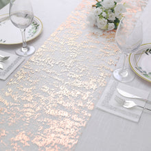 25 GSM Blush Rose Gold Foil Thin Mesh Table Runner in Polyester Material 108 Inch