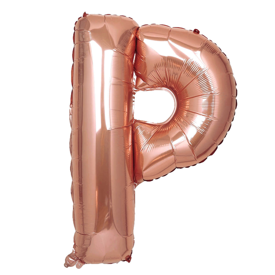 40 Inch Metallic Blush & Rose Gold Mylar Foil P Letter Balloons#whtbkgd