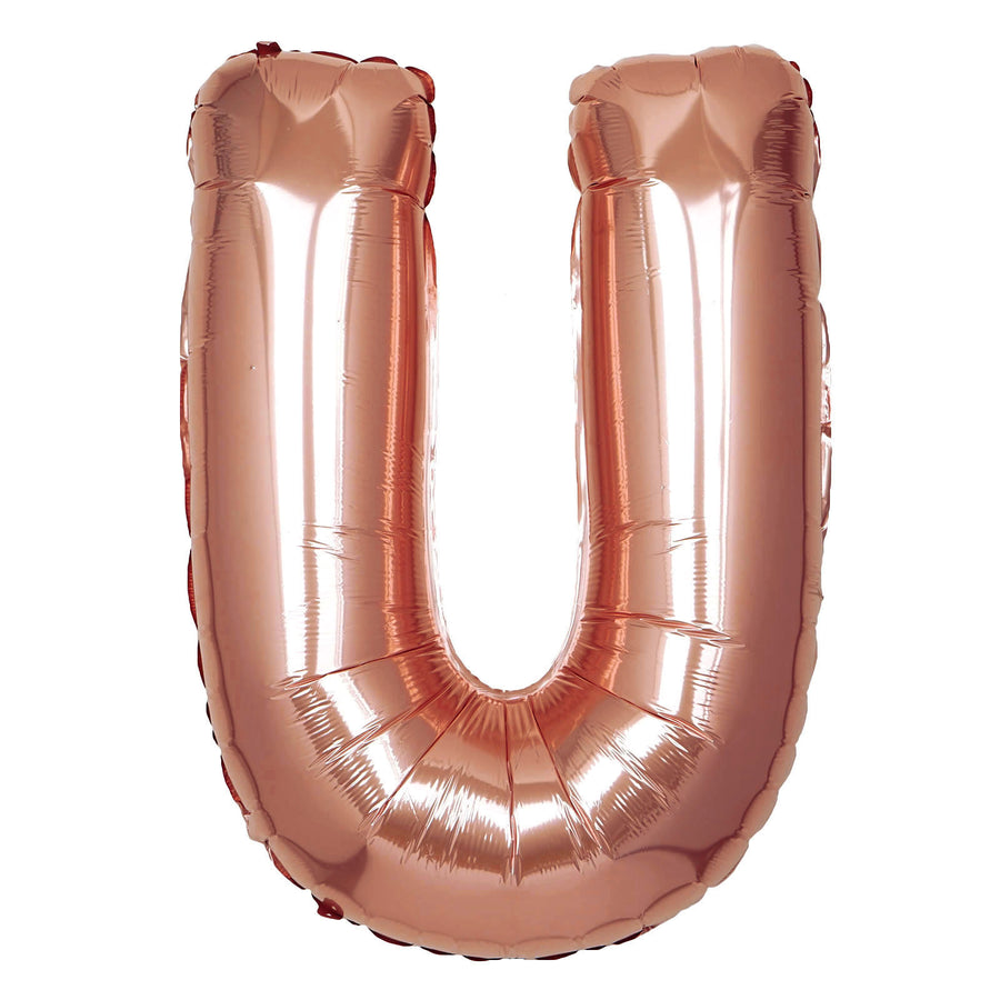 40 Inch Metallic Blush & Rose Gold Mylar Foil U Letter Balloons#whtbkgd
