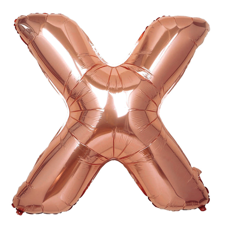 40 Inch Metallic Blush & Rose Gold Mylar Foil X Letter Balloons#whtbkgd