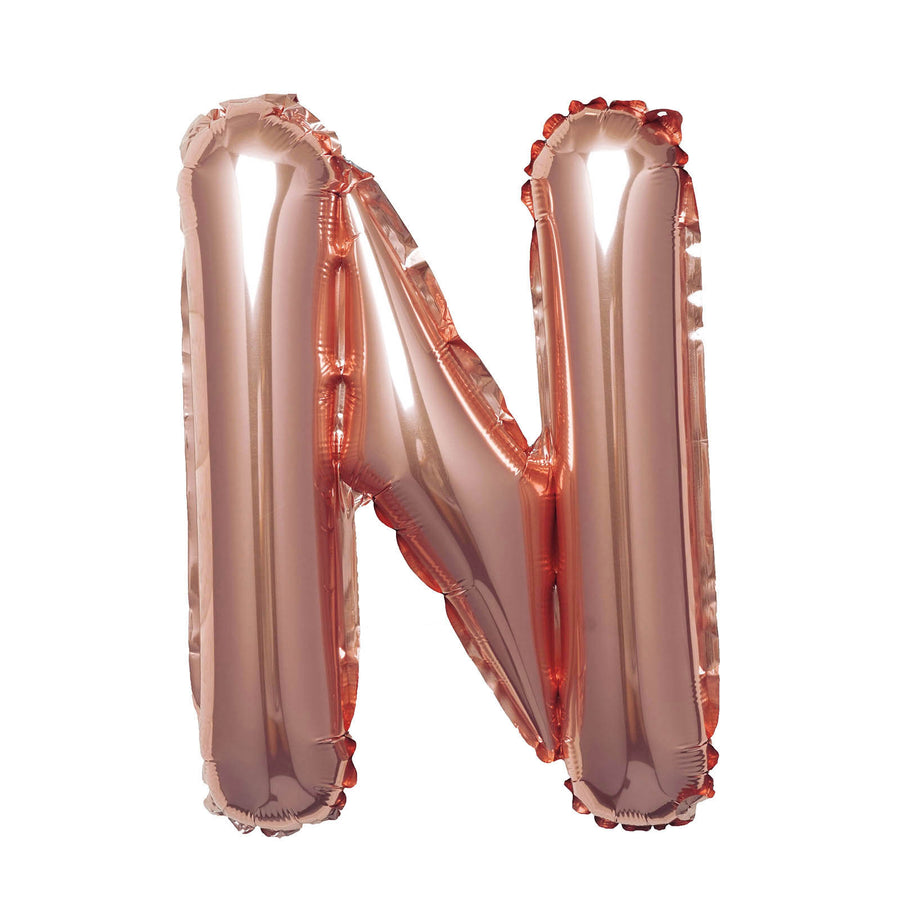 16 Inch Metallic Blush & Rose Gold Mylar Foil N Letter Balloons#whtbkgd