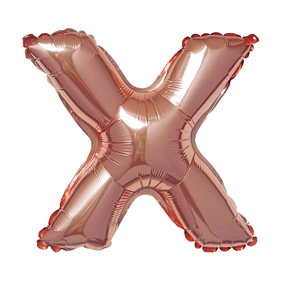 16 Inch Metallic Blush & Rose Gold Mylar Foil X Letter Balloons#whtbkgd