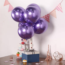 25 Pack 12 Inch Metallic Chrome Purple Air or Helium Latex Balloons
