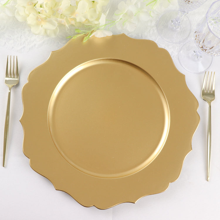 6 Pack 13 Inch Gold Metallic Acrylic Charger Plates