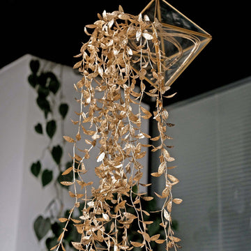 Add Glamour to Your Decor with Metallic Gold Artificial Hanging Ivy Leaf Stem Garlands