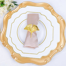 4 Pack Metallic Gold Ornate Ginkgo Leaf Design Linen Napkin Rings