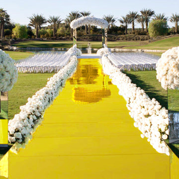 Add a Touch of Glamour with the Metallic Gold Glossy Mirrored Wedding Aisle Runner