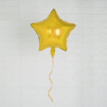 2 Pack | 16" 4D Metallic Gold Star Mylar Foil Helium or Air Balloons