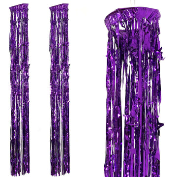 Add a Touch of Elegance with the Metallic Purple Foil Fringe Hanging Curtain Column