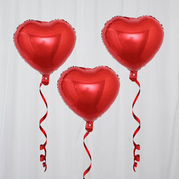 2 Pack Metallic Red Heart Mylar Foil Helium or Air Balloons 15" 4D