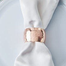 4 Pack of Metallic Rose Gold Napkin Rings with Hammered Pattern