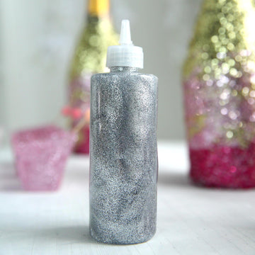 4 oz | Metallic Silver Arts and Crafts Glitter Glue, DIY Sensory Bottle