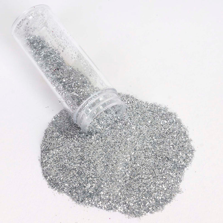 23 Gram Bottle Extra Fine Glitter Powder Metallic Silver#whtbkgd