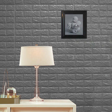 Add a Touch of Elegance with Metallic Silver Foam Brick Peel And Stick 3D Wall Tile Panels
