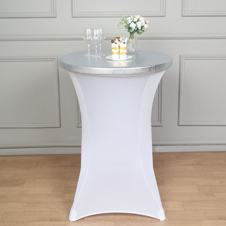 Silver Spandex Stretch Fitted Table Cover