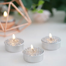 9 Pack Metallic Silver Unscented Dripless Wax Textured Design Tealight Candles