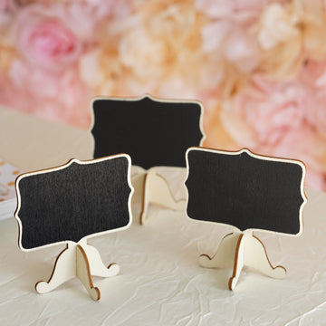 10 Pack | 3" Mini Wooden Chalkboard Sign Table Displays With Removable Stands