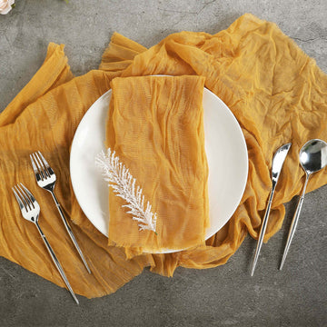 5 Pack Mustard Yellow Gauze Cheesecloth Boho Dinner Napkins 24"x19"