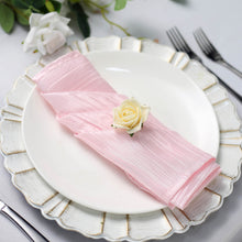 Pack Of 20x20 Inch Blush Rose Gold Dinner Napkins Made Of Accordion Crinkle Taffeta