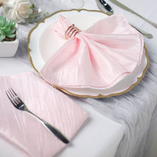 5 Pack Of Rose Gold Blush Dinner Napkins Accordion Crinkle Taffeta 20x20 Inches