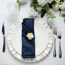 20 Inch x 20 Inch Cloth Dinner Napkins Accordion Crinkle Taffeta 5 Pack Navy Blue Color