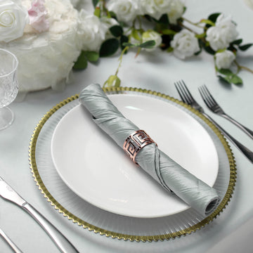 Get the Best Value with our 5 Pack Silver Accordion Crinkle Taffeta Cloth Dinner Napkins