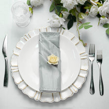 20 Inch x 20 Inch Cloth Dinner Napkins Accordion Crinkle Taffeta 5 Pack Silver Color