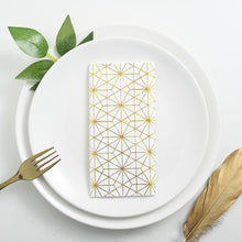 3 Ply Cocktail Paper Dinner Napkins Metallic Gold Geometric Design 20 Pack