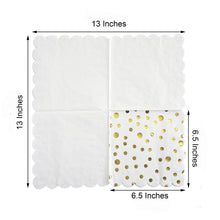 20 Pack Dotted Cocktail Metallic Gold Paper Dinner Napkins 3 Ply 
