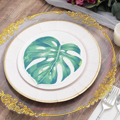 Monstera leaf decorative plate on an elegant table setting.