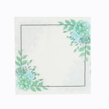 100 Pieces of White and Green Floral Design Paper Napkins