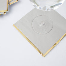 50 Pack | 2 Ply Soft Gray With Gold Foil Edge Party Paper Napkins