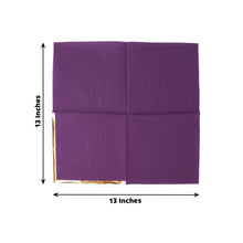 50 Pack | 2 Ply Soft Purple With Gold Foil Edge Party Paper Napkins