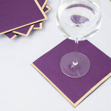 50 Pack | 2 Ply Soft Purple With Gold Foil Edge Party Paper Napkins