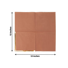50 Pack | 2 Ply Soft Terracotta With Gold Foil Edge Party Paper Napkins