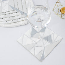 20 Pack | 2 Ply Soft Geometric Silver Foil Paper Party Napkins