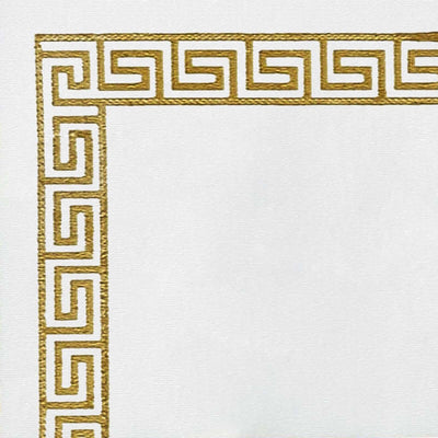 Gold Greek key pattern on white background