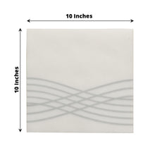 20 Pack White and Silver Linen Feel Airlaid Disposable Napkins with Foil Wave Design 